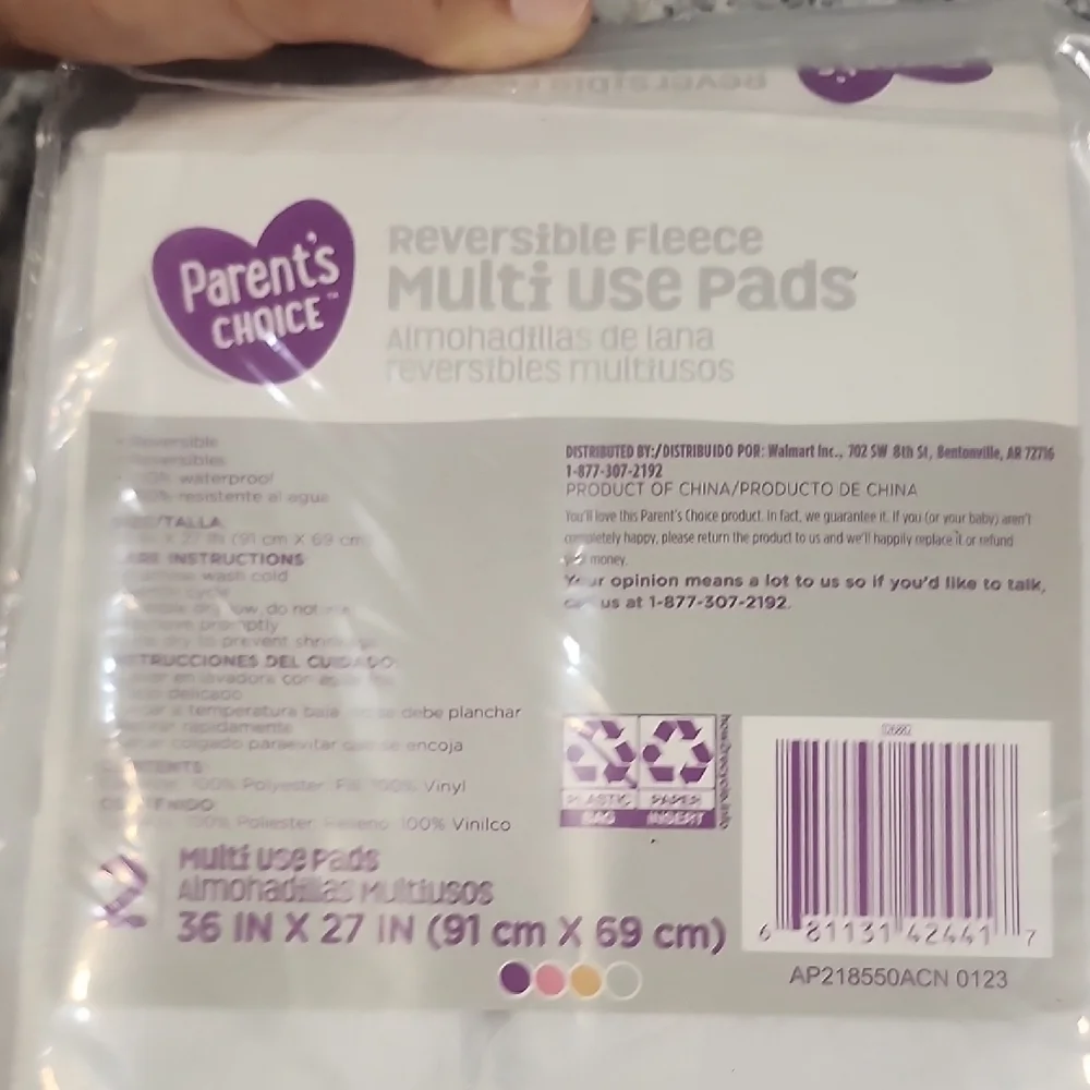 Parent's Choice Reversible Fleece Multi Use Pads - White
